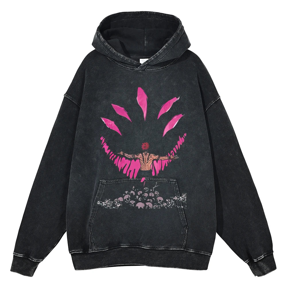 Moletom Vintage Oversized JJK, Edição Maldição Suprema