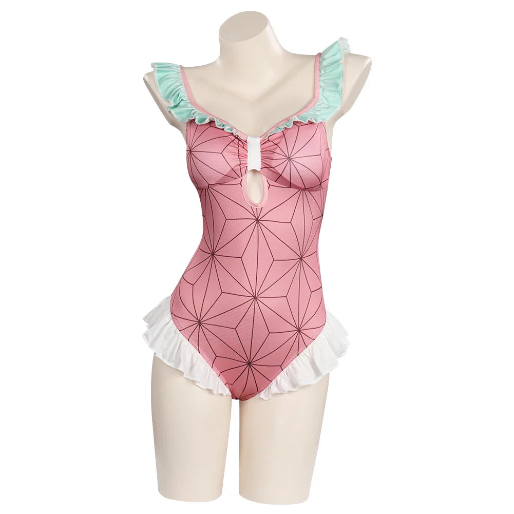 Traje de Banho Biquíni Cosplay Demon Slayer