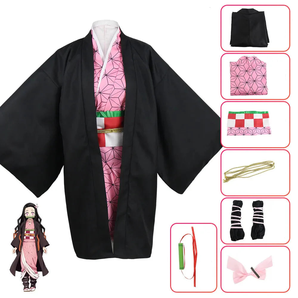 Fantasia Cosplay Adulto e Infantil Nezuko Kamado