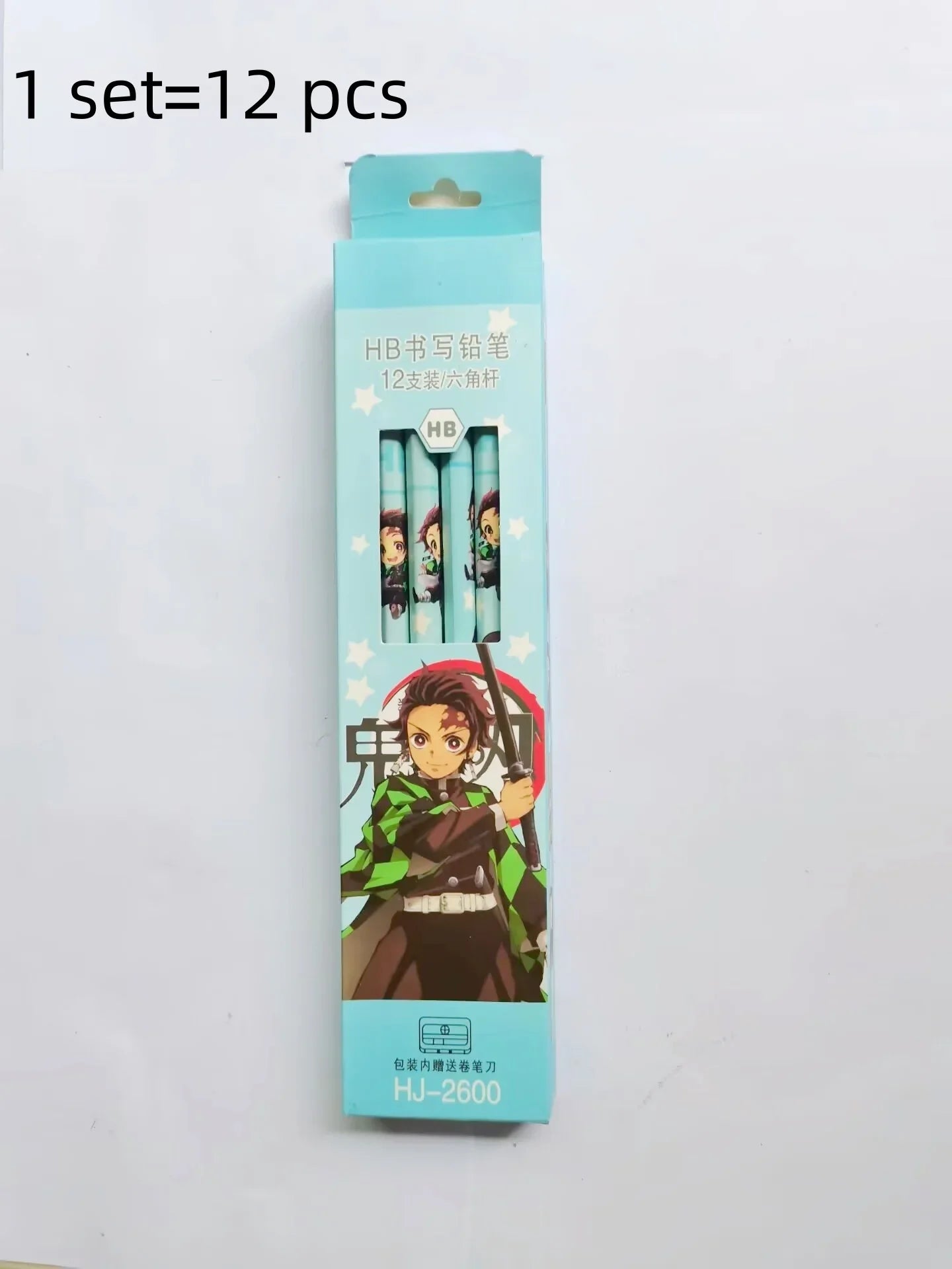 Kit 12un Lápis Demon Slayer, Borracha + Apontador