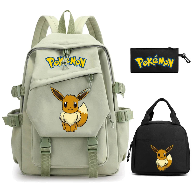 Mochila Kawaii Pokémon e Bolsinha + Estojo (Brinde)