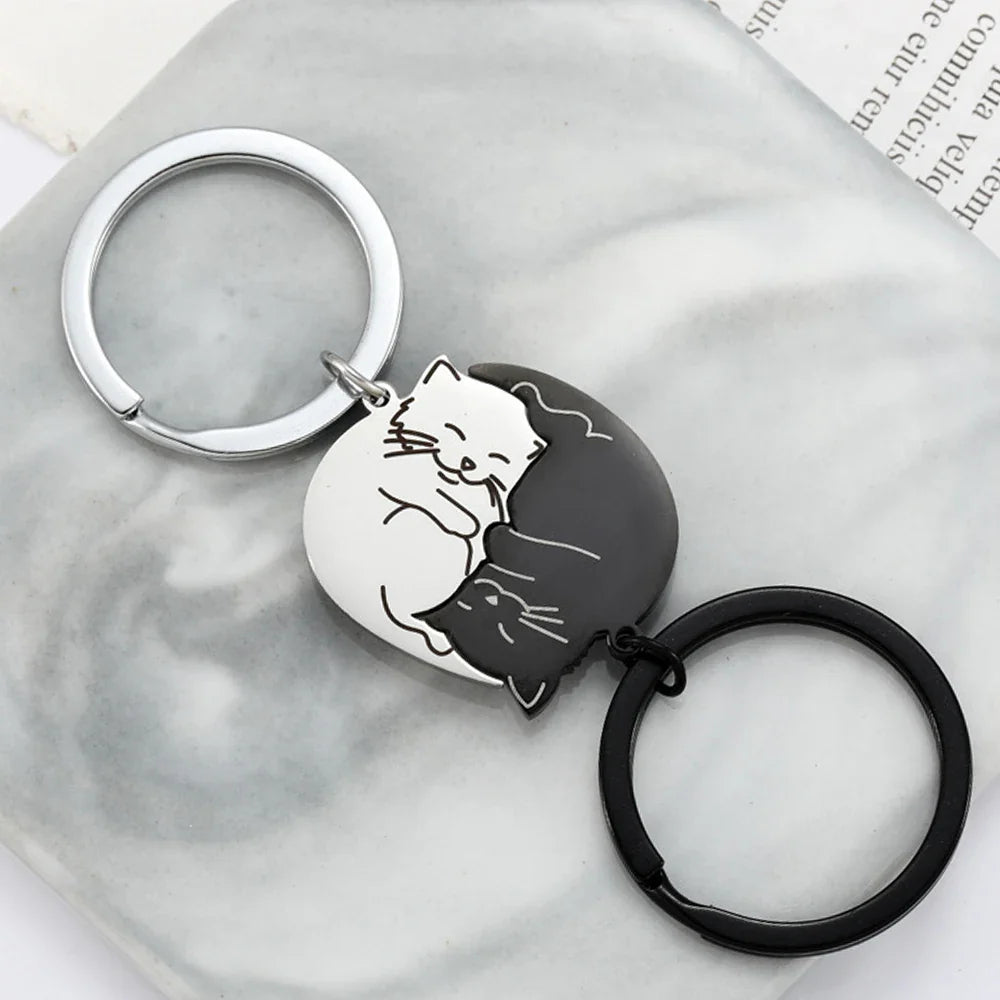 Chaveiro e Colar Duplo Yin Yang Gatinhos