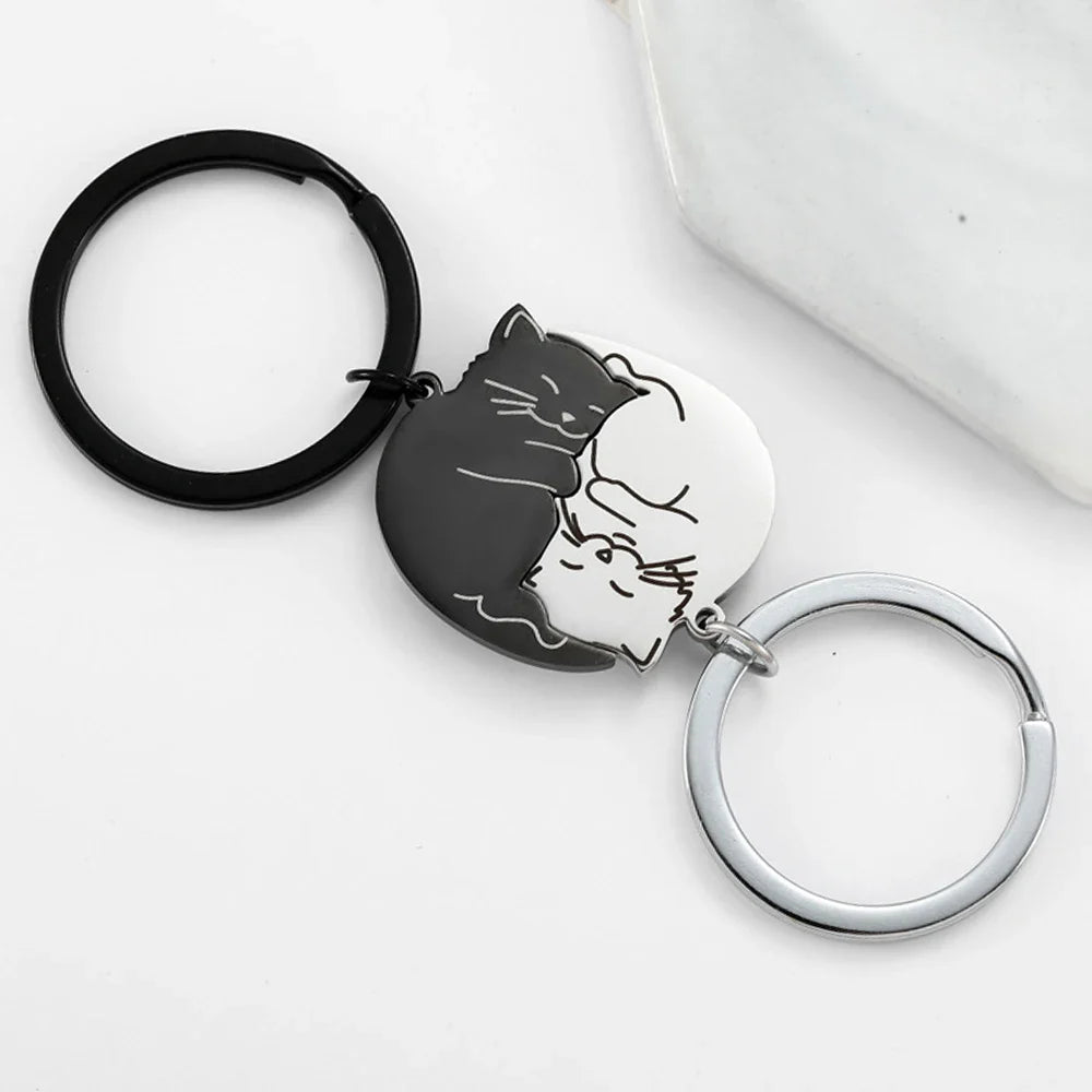 Chaveiro e Colar Duplo Yin Yang Gatinhos